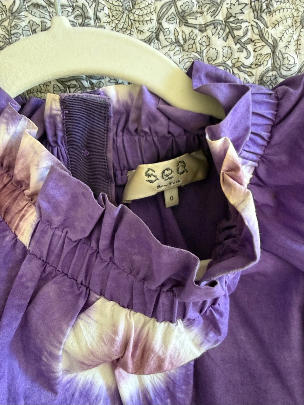Sea New York Purple Tie-Dye Ruffled Neck Dress - Picture 2 of 4